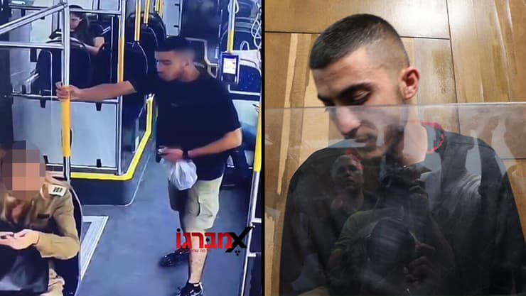 אחמד מוחמד והיריקה באוטובוס (צילום: מוטי קמחי) הארכת מעצרו של אחמד מוחמד, החשוד ביריקה על קצינת צה"ל