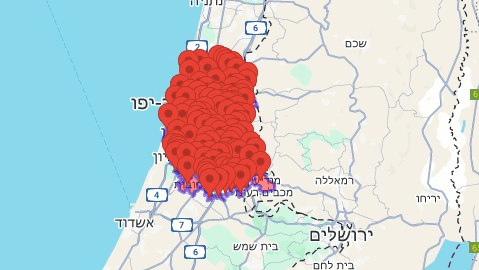 צילום: כומתה מוקדי האזעקות במרכז בעקבות שיגור הטיל מתימן