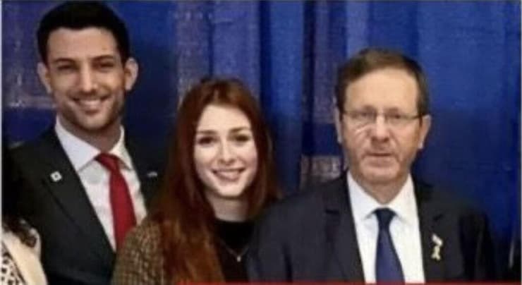 ירון לישינסקי ושרה מילגרים ז"ל עם הנשיא יצחק הרצוג בעת ביקורו בוושינגטון