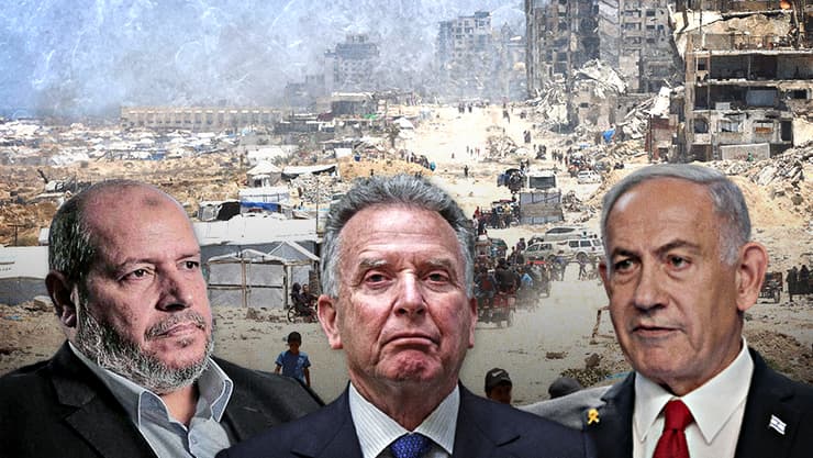 נתניהו, וויטקוף ואל-חיה (צילום: REUTERS/Nir Elias, REUTERS/Evelyn Hockstein, Omar AL-QATTAA / AFP, REUTERS/Ronen Zvulun) נתניהו, וויטקוף ואל-חיה
