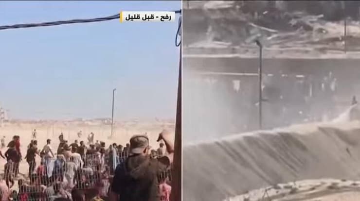 תיעוד: פריצה לאחד ממתחמי החלוקה ברצועת עזה, נסיגת עובדים אמריקנים - וירי ממסוקים