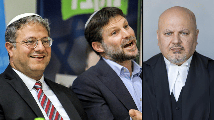 סמוטריץ' ובן גביר. "התובע חאן התכוון לבקש צווי מעצר נגדם" (צילום: בית הדין הפלילי הבין-לאומי, AFP) קארים חאן, איתמר בן גביר, בצלאל סמוטריץ'