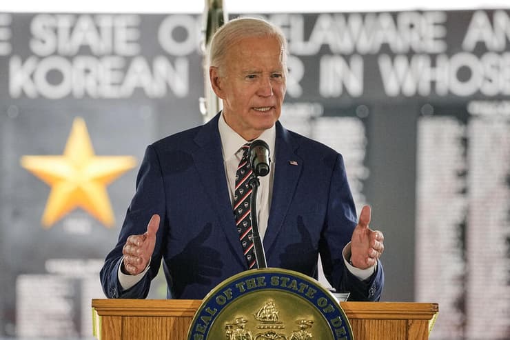 ביידן בנאום בדלאוור (צילום: REUTERS/Ken Cedeno) נשיא ארה"ב לשעבר ג'ו ביידן