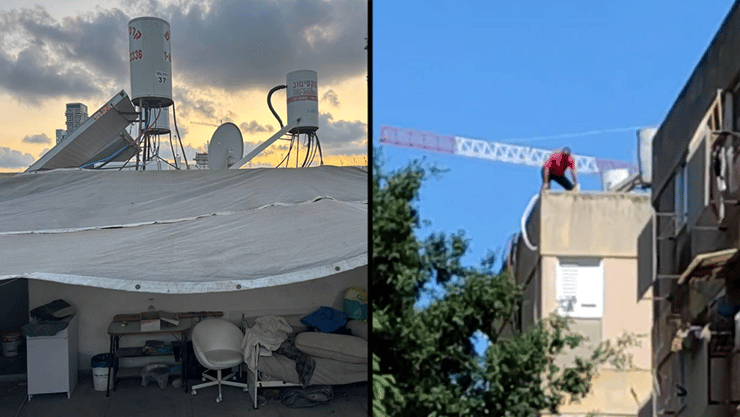 גג הבניין בבת ים בו התבצר הבעל לאחר שרצח את אשתו