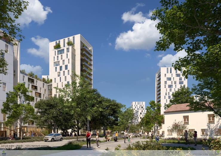 תוכנית הבנייה בכפר בתיה ברעננה (הדמיה: פרחי צפריר אדריכלים) תוכנית בנייה כפר בתיה רעננה