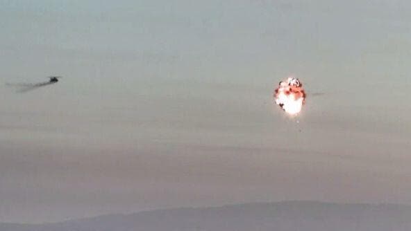 רגעי יירוט הכטב"ם, אמש בגבול מצרים (צילום: דובר צה"ל) תיעוד מיירוט כטב"ם ששוגר מתימן לעבר שטח מדינת ישראל