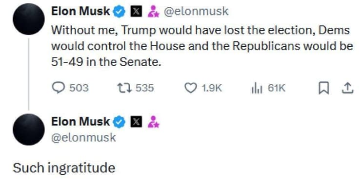 אילון מאסק עולב ב דונלד טראמפ ב טוויטר