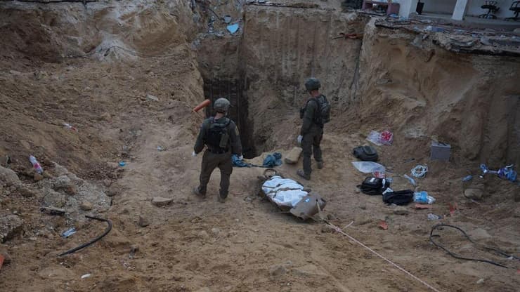 תיעוד מאיתור גופת מוחמד סינוואר במרחב בית החולים האירופי בחאן יונס