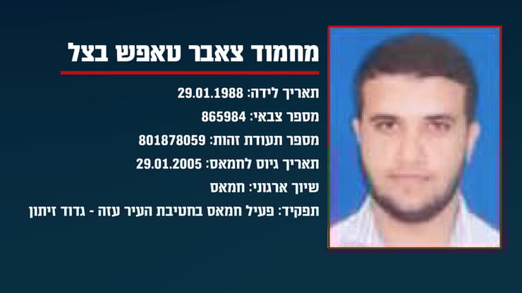 גרפיקה המציגה הוכחות שדובר ההגנה האזרחית בעזה מחמוד צאבר הינו מחבל בארגון הטרור חמאס (צילום: דובר צה"ל ) גרפיקה המציגה הוכחות שדובר ההגנה האזרחית בעזה מחמוד צאבר הינו מחבל בארגון הטרור חמאס