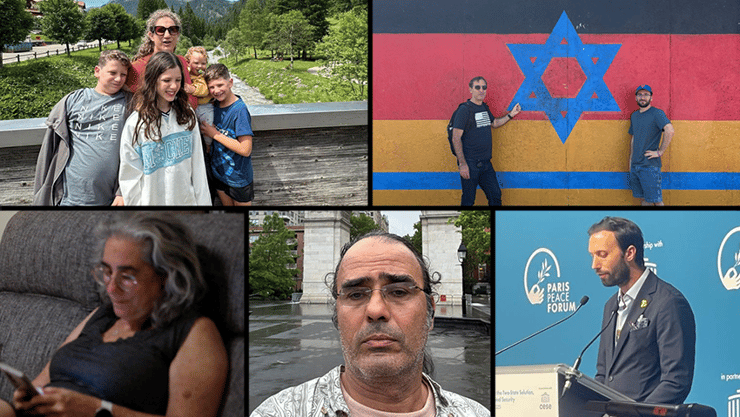 קולאז נטע הימן ביתה של דיצה היימן, יהודה כהן אביו של נמרוד כהן, רובי חן, אלה חיימי והילדים, דניאל ליפשיץ