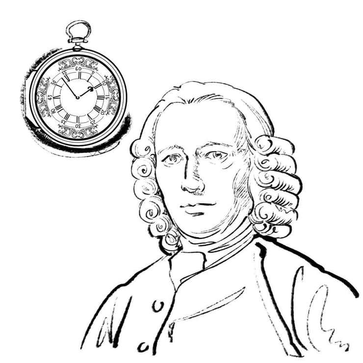 ג'ון הריסון והשעון שבנה (איור: Minoru Suzuki/Shutterstock) ג'ון הריסון והשעון שבנה