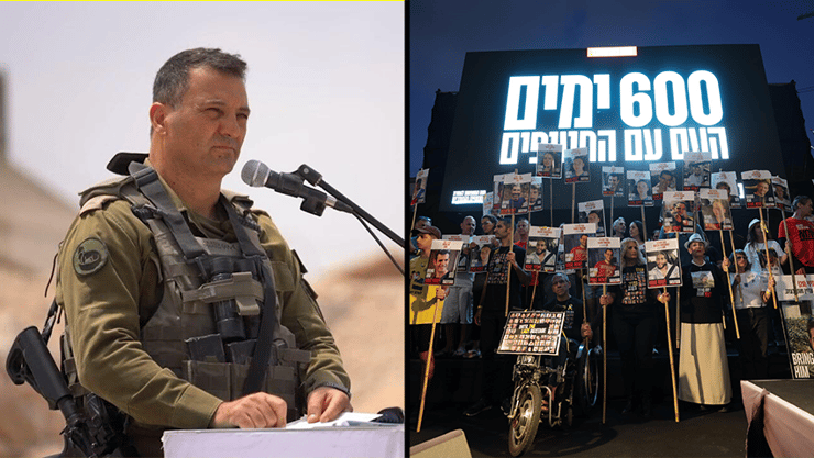 חצאים מפגינים חוסמים את בגין, מפקד פיקוד הדרוך יניב עשור שוחח עם לוחמי אוגדה 252