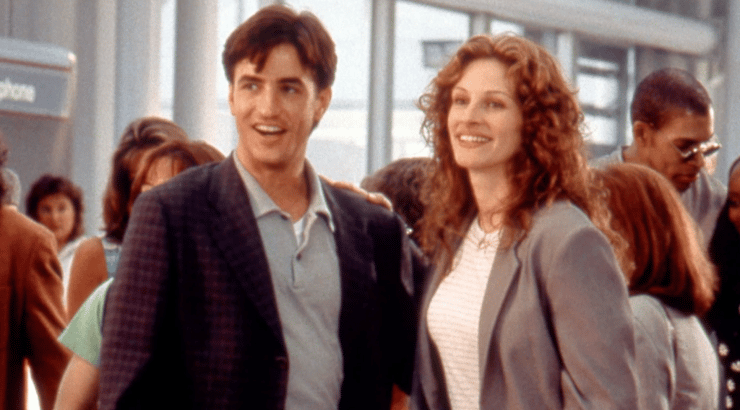 מתוך "החתונה של החבר שלי" (צילום מסך) דרמוט מלרוני וג'וליה רוברטס, מתוך "החתונה של החבר שלי"