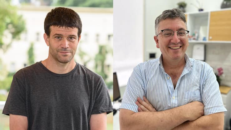 מימין: פרופ' לירן שלוש ופרופ' עמוס תנאי ממכון ויצמן למדע