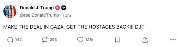 טראמפ: "תעשו עסקה, תחזירו את החטופים"