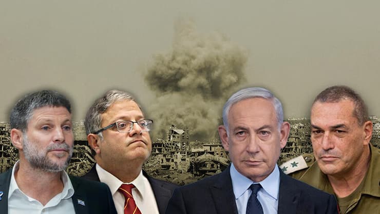 עימותים בדיון הקבינט (צילום: דובר צה"ל, אלכס קולומויסקי, שלו שלום, Omar AL-QATTAA / AFP) אייל זמיר, בנימין נתניהו, איתמר בן גביר, בצלאל סמוטריץ'