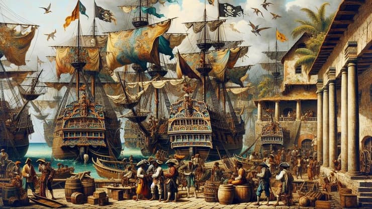 חגיגות על השלל שנבזז על ידי ספינות פיראטיות