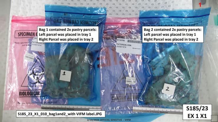 אוסטרליה רצח ארוחת פטריות ארין פטרסון שקיות דגימה של ה אוכל ש הגישה ל קורבנות צולמה ב בדיקת רעלנים במכון לרפואה משפטית