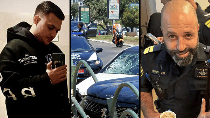 השוטר יניב אלקיים ז"ל והנאשם דניאל יבצ'נקו (צילום: עידו ארז ) תאונת דרכים בה הולך רגל (שוטר בתפקיד) נהרג מפגיעת רכב בשדרות בן גוריון בנתניה