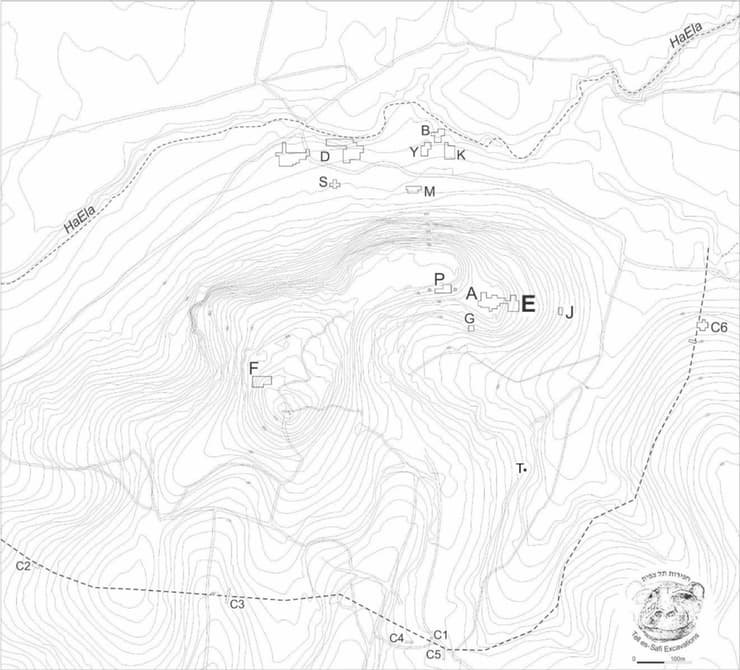 מיפוי אתרי החפירות בתל צפית (איור: מתוך כתב העת PLOS One) מיפוי אתרי החפירות בתל צפית