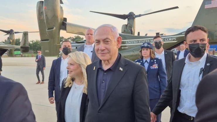 ראש הממשלה בנימין נתניהו שרה מטוס כנף ציון וושינגטון ארה"ב ארצות הברית