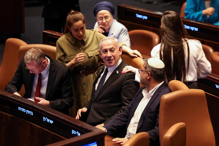 איתמר בן גביר ישראל כץ ובנימין נתניהו במליאה