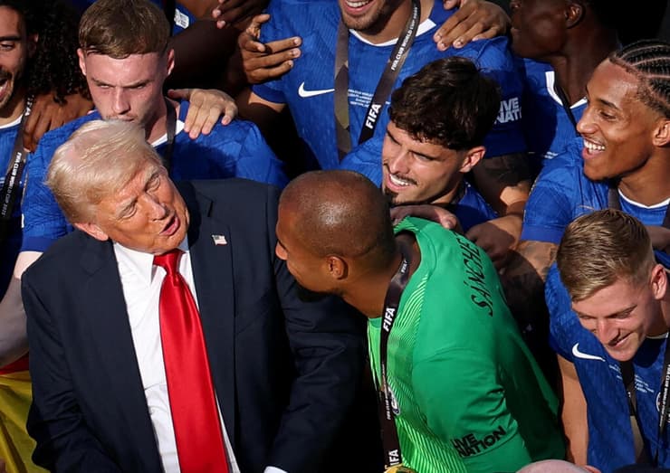 נשיא ארה"ב דונלד טראמפ עם שחקני צ'לסי