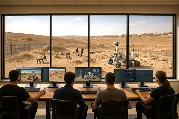 עיר החלל של ישראל. הדמיה של מעבדת רובוטיקה עם שטח ניסויים צמוד סמוך למצפה רמון 