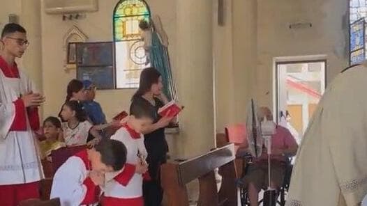 כנסיית המשפחה הקדושה זמן קצר לפני שהותקפה ברצועת עזה