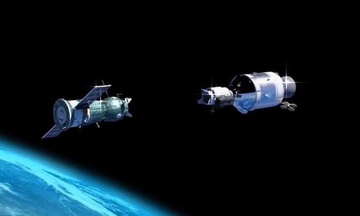 עגינת שתי החלליות בעיני אמן, כפי שהוצגה לפני המשימה