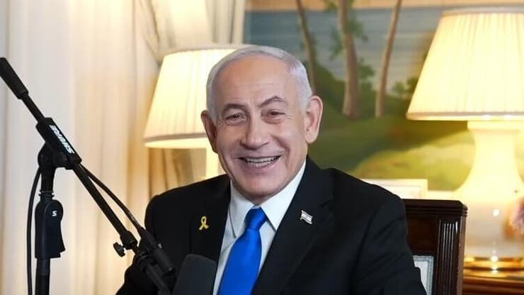נתניהו. איינהורן טוען כי פעל בשליחות לשכתו (צילום: FULL SEND PODCAST) נתניהו מתראיין לפודקאסט אמריקאי