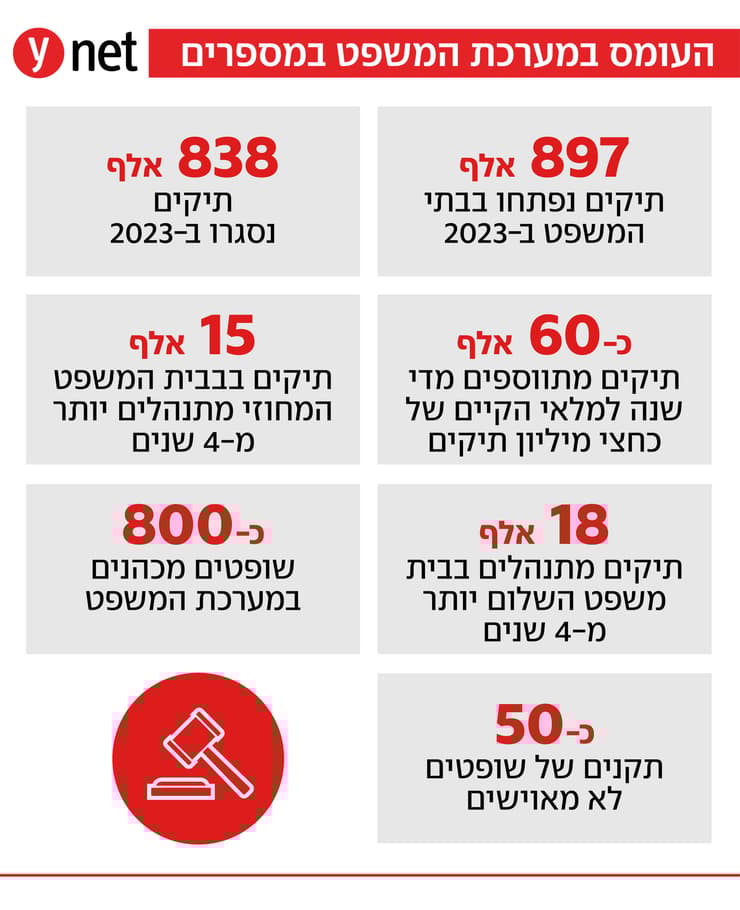 אינפו אינפוגרפיקה ה עומס ב בתי המשפט בית משפט ביהמ"ש