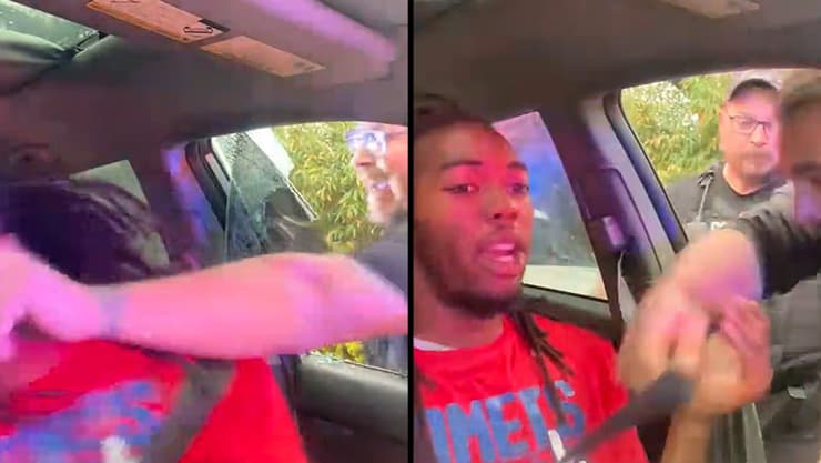 פלורידה ארה"ב תיעוד תקיפת צעיר שחור במעצר בכביש