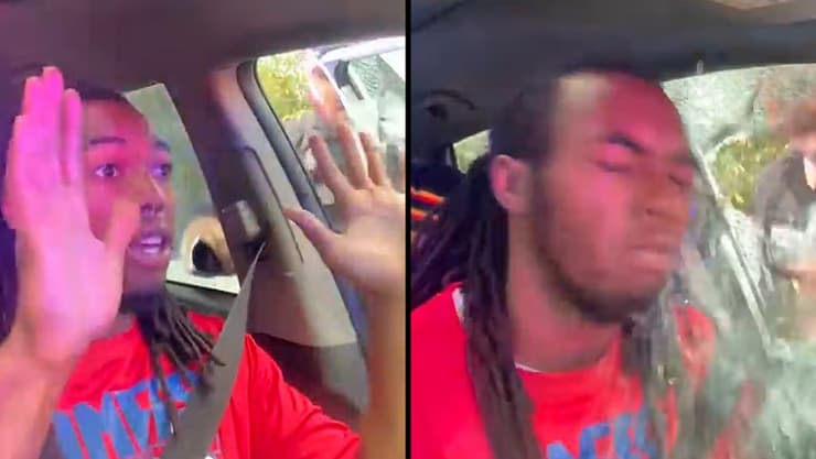 פלורידה ארה"ב תיעוד תקיפת צעיר שחור במעצר בכביש