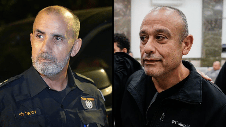 מועלם והמפכ"ל לוי. "בן שרמ**ה המז***ן" (צילום: שלו שלום,דוברות המשטרה) חצאים מפכ"ל המשטרה דני לוי, אבישי מועלם