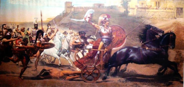 ציור משנת 1892, המתאר את הניצחון של אכילס כשהוא גורר את גופת הקטור במלחמת טרויה