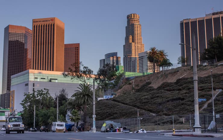 הומלס הומלסים דייר רחוב ב לוס אנג'לס ארה"ב 