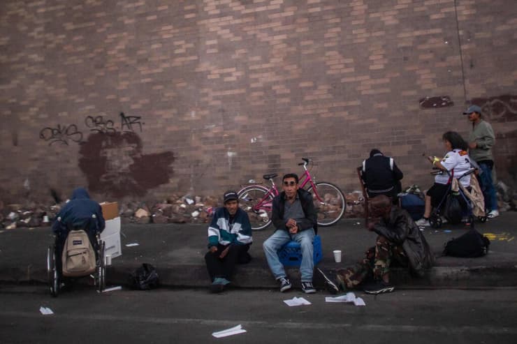 הומלס הומלסים דייר רחוב ב לוס אנג'לס ארה"ב 