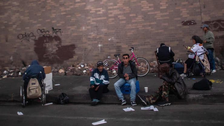 הומלס הומלסים דייר רחוב ב לוס אנג'לס ארה"ב 