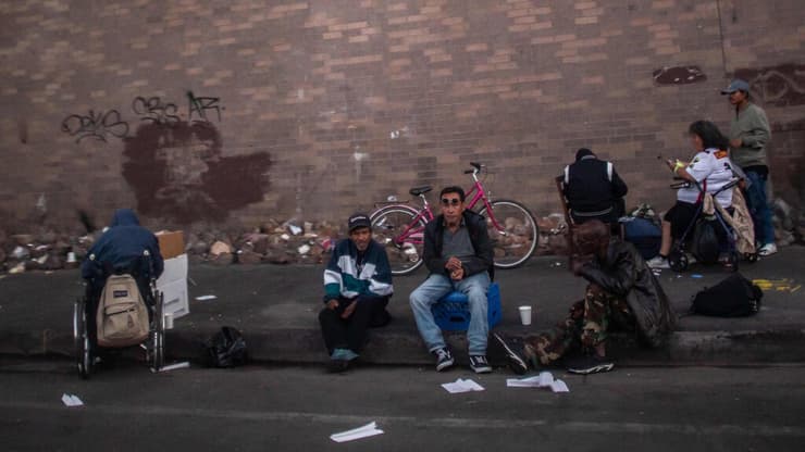 הומלס הומלסים דייר רחוב ב לוס אנג'לס ארה"ב 