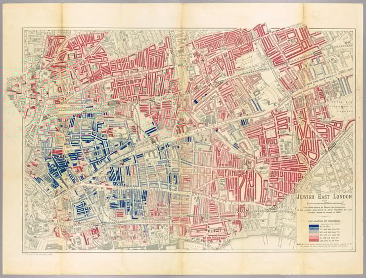 יהודים במזרח לונדון. תצלום מתוך מפה משנת 1901