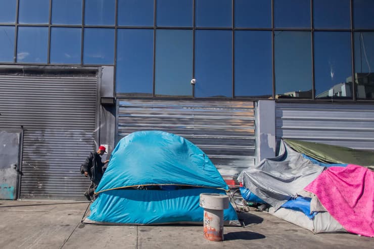 הומלס הומלסים דייר רחוב ב לוס אנג'לס ארה"ב 