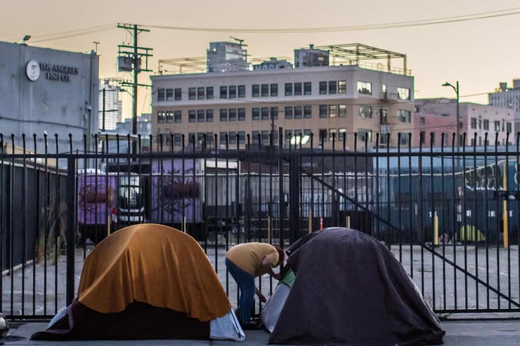 הומלס הומלסים דייר רחוב ב לוס אנג'לס ארה"ב 