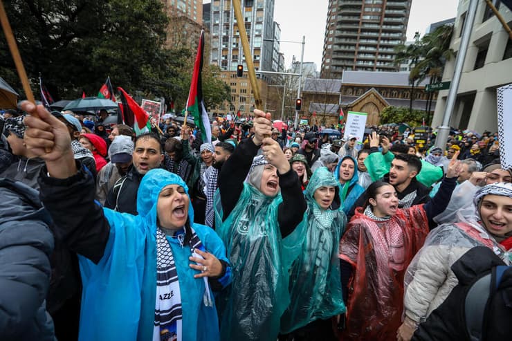 אוסטרליה סידני הפגנת ענק נגד ישראל פרו פלסטינים
