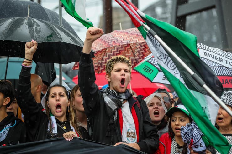 אוסטרליה סידני הפגנת ענק נגד ישראל פרו פלסטינים