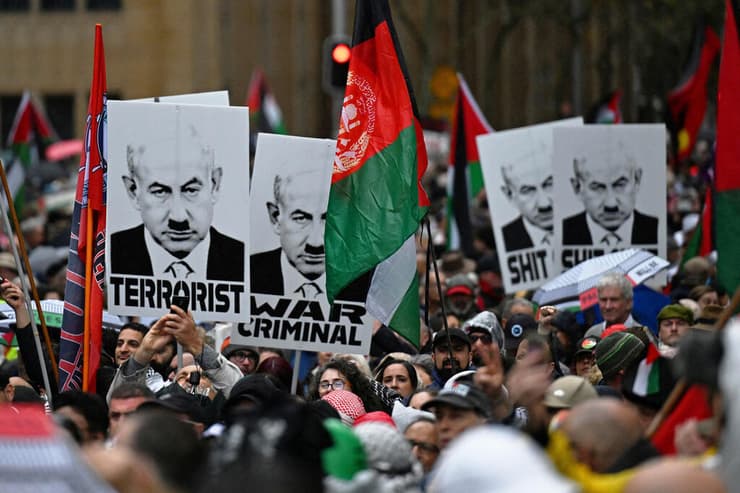 אוסטרליה סידני הפגנת ענק נגד ישראל פרו פלסטינים