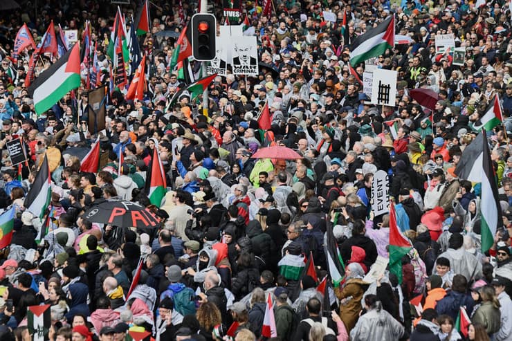 אוסטרליה סידני הפגנת ענק נגד ישראל פרו פלסטינים