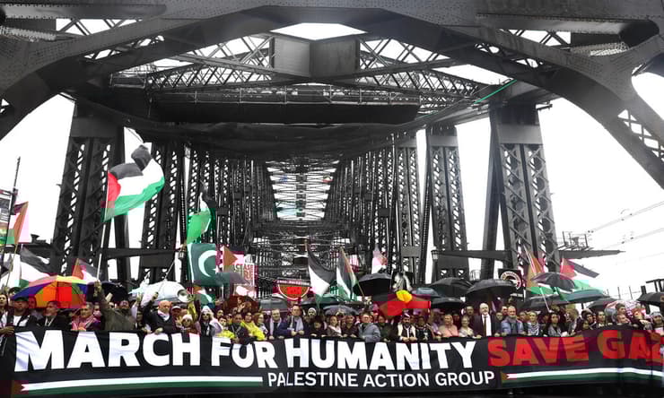 אוסטרליה סידני הפגנת ענק נגד ישראל פרו פלסטינים