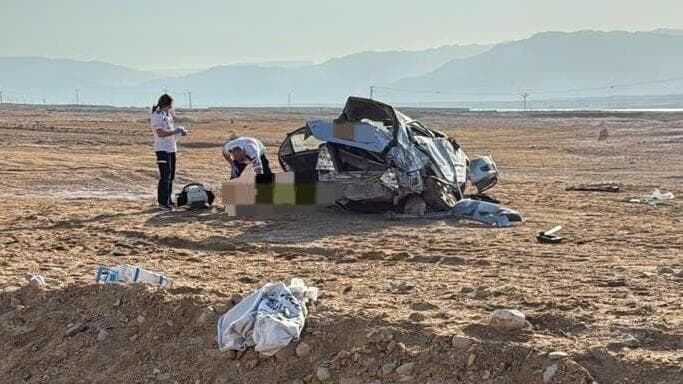 תאונת דרכים עצמית של רכב פרטי בכביש 90 סמוך לצומת מצדה