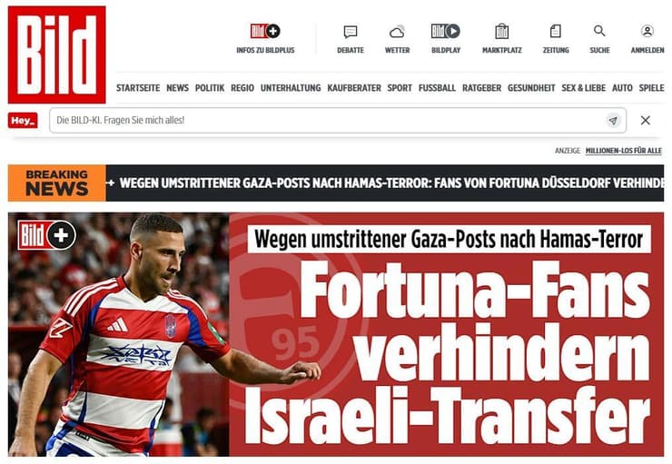 הכותרת באתר "בילד" הכותרת באתר ה"בילד"